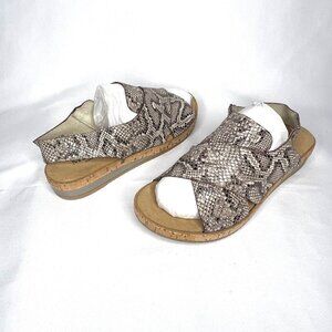 Sesto Meucci Italian Leather Brown/White Snakeskin Print Slingback Sandals 7.5M
